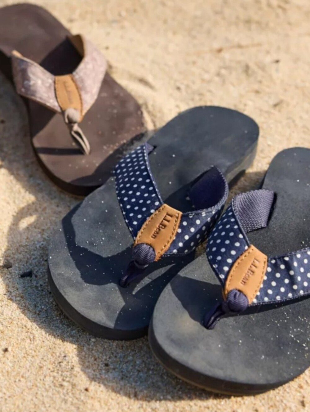 L.L. Bean Navy Polka Dot Women's Flip-Flops Size 6